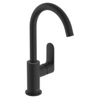 Смеситель для раковины Hansgrohe Rebris S 210 ComfortZone высокий поворотный излив, донный клапан 72536670 чёрный матовый
