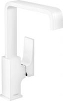 Смеситель для раковины Hansgrohe Metropol 230 ComfortZone высокий поворотный излив, донный клапан 32511700 белый матовый