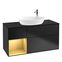 Тумба под раковину Villeroy & Boch Finion 1200х501 мм F942HFPD чёрный матовый/матовое золото
