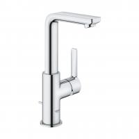 Смеситель для раковины Grohe Lineare New L-Size высокий поворотный излив, донный клапан 23 296 001