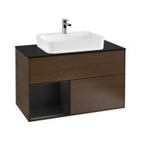 Тумба под раковину Villeroy & Boch Finion 1000х501 мм F362PDGN орех/чёрный матовый